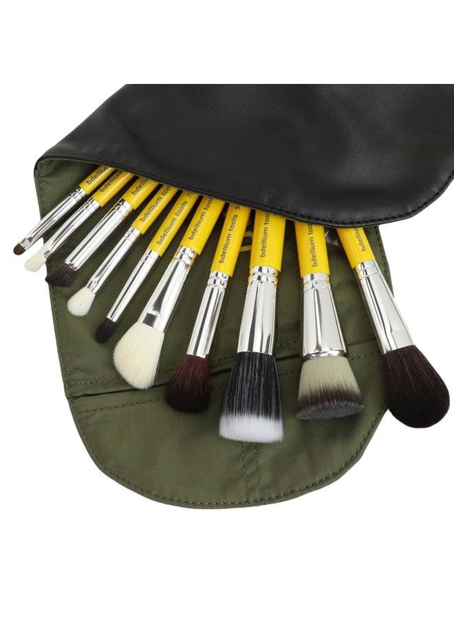 Bdellium Tools - Bdellium Tools Professional Makeup Brush Travel Series - Mineral 10pc. Brush Set with Roll-Up Pouch - Image 1