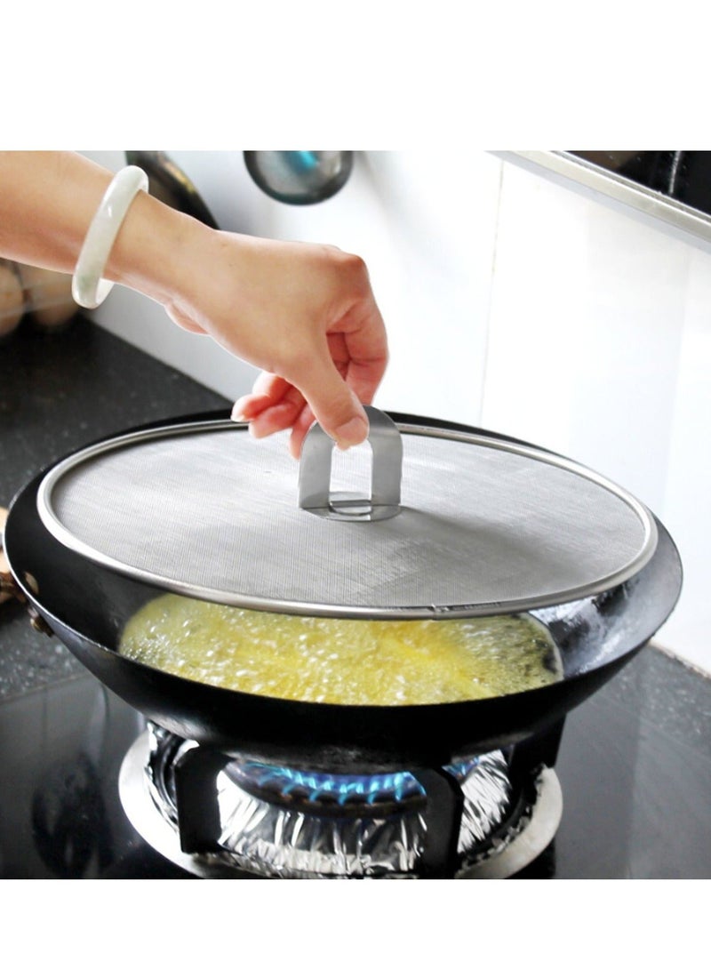 Stainless Steel Frying Pan Splatter Guard Set 13 Inch and 10 Inch Grease Shield for Oil Splatter Protection 2 Piece - Image 2