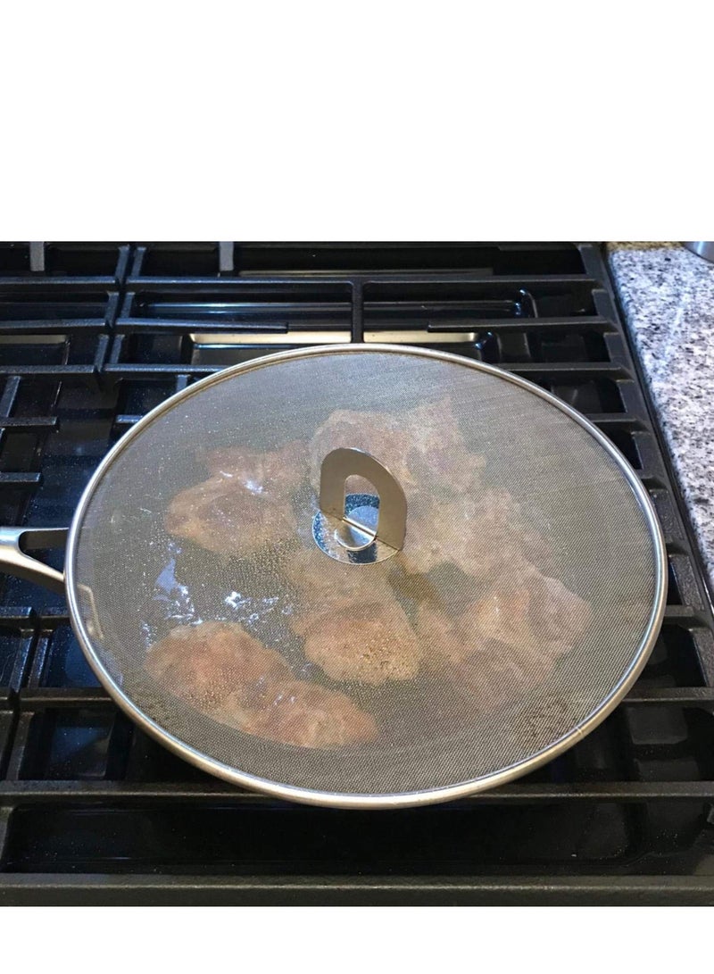 Stainless Steel Frying Pan Splatter Guard Set 13 Inch and 10 Inch Grease Shield for Oil Splatter Protection 2 Piece - Image 5