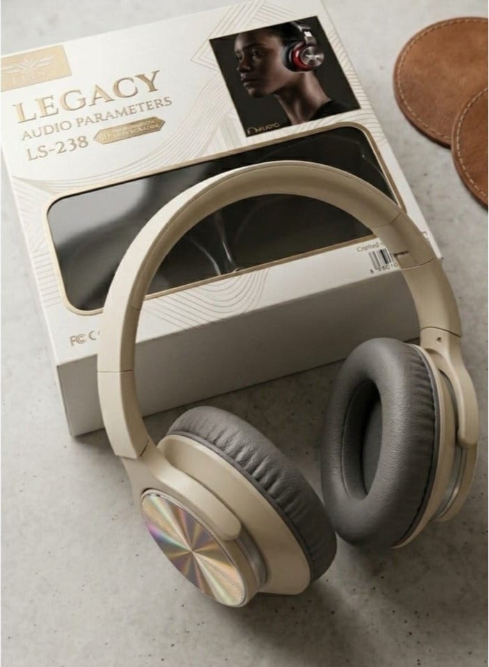 Wireless headphones with high-definition surround sound and environmental noise reduction - comfortable and luxurious design in beige - Image 2