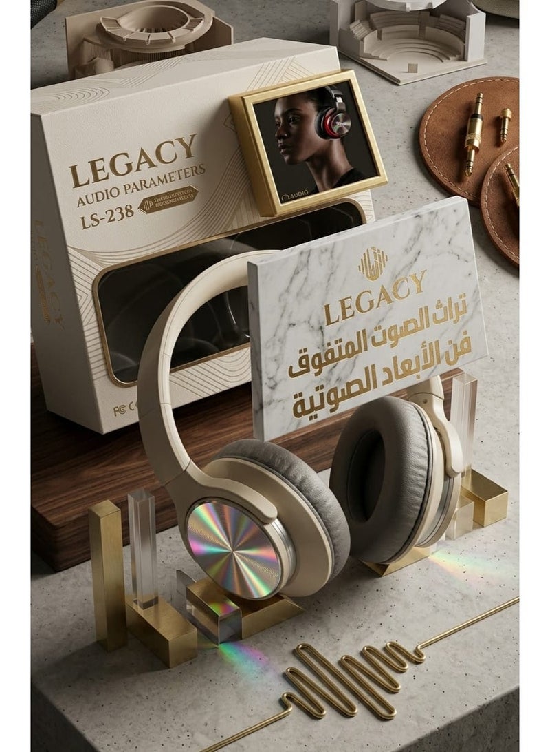 Wireless headphones with high-definition surround sound and environmental noise reduction - comfortable and luxurious design in beige - Image 1