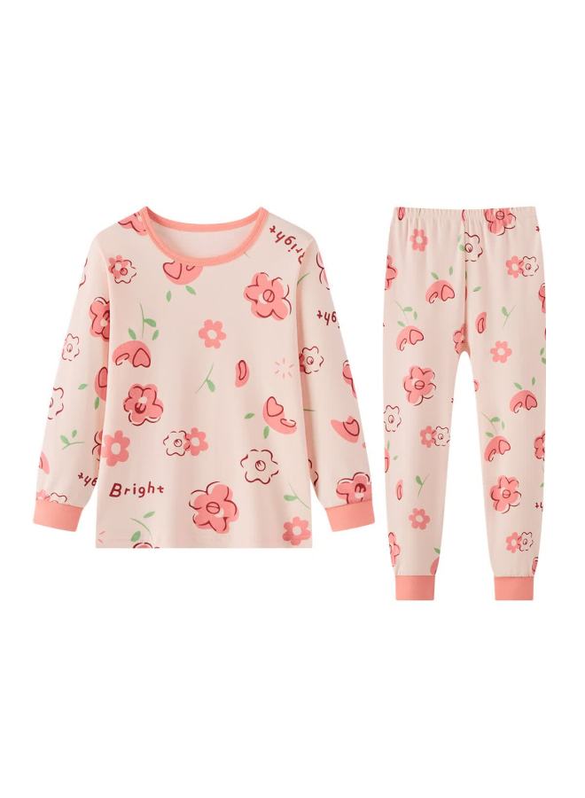 Deesha Girls' Autumn Winter 100% Cotton Thermal Underwear Set Light Pink Printed 170 - Image 2
