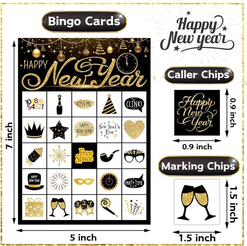 Funnlot New Year Eve Games 24 Players New Year Eve Bingo New Year Games for Kids New Year Bingo Game Cards for School New Years Eve Kids Activities New Years Party Supplies - Image 2