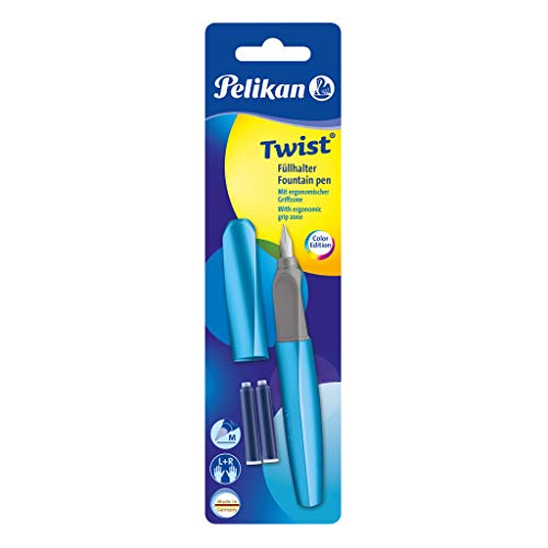 Pelikan Twist Fountain Pen P P457 M Frosted Blue with 2 Tp/B Blister - Image 1