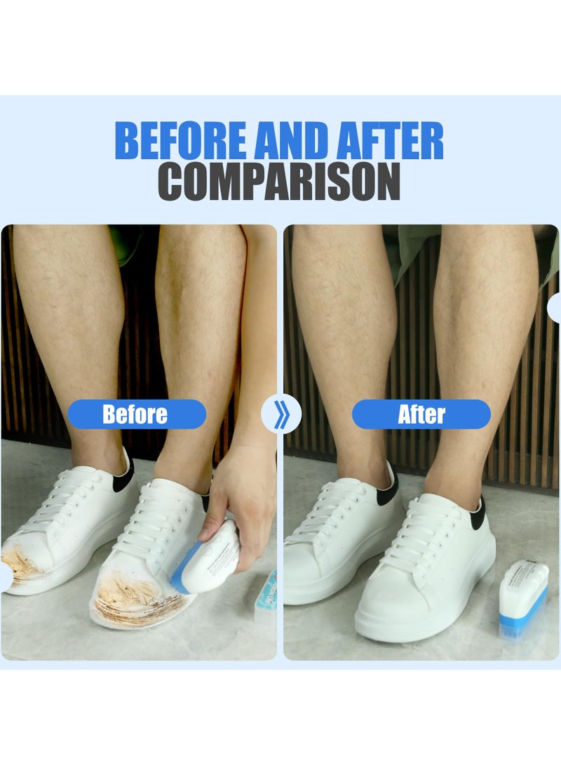 سيوسي مجموعة مكونة من قطعتين - مجموعة تنظيف الأحذية الرياضية 3 في 1، منظف الأحذية الرياضية، منظف الأحذية البيضاء، منظف أحذية التنس، فرشاة أحذية بحجم مناسب للسفر مع محلول مدمج وقماش من الألياف الدقيقة (أزرق) - Image 5