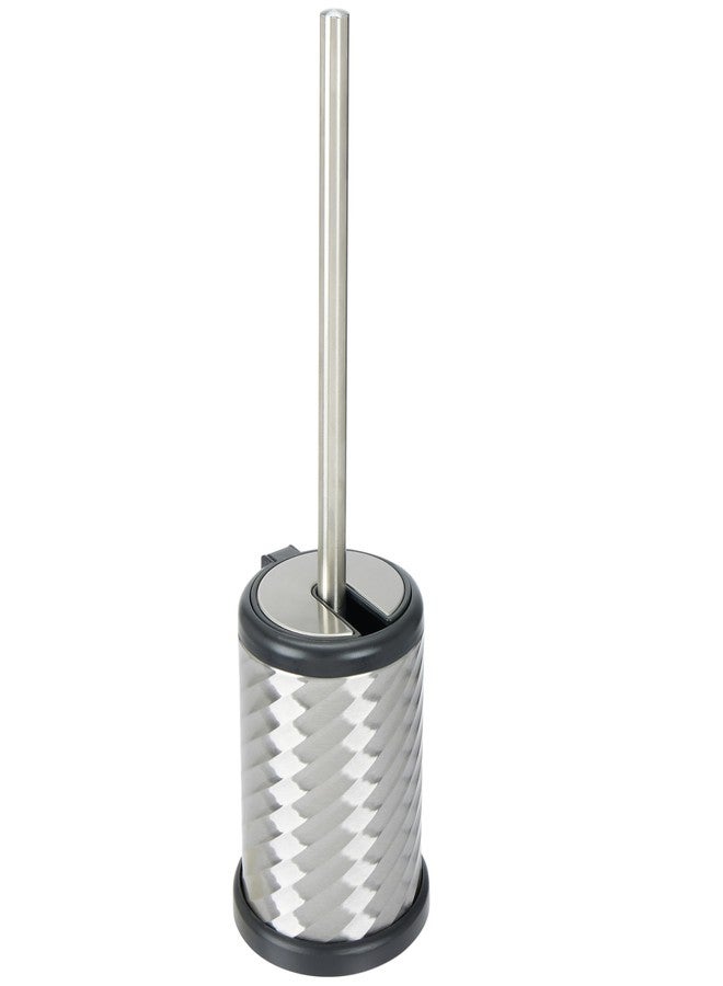 Bath Bliss Self Closing Lid Holder Swirl Toilet Brush in Stainless Steel - Image 5