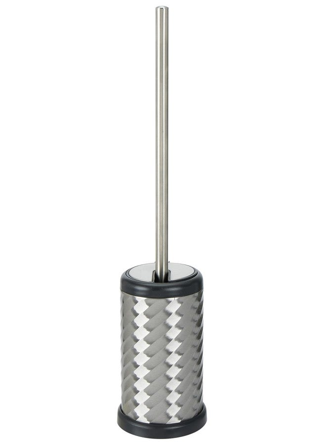 Bath Bliss Self Closing Lid Holder Swirl Toilet Brush in Stainless Steel - Image 1