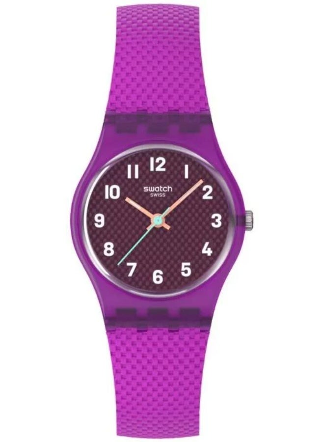 سواتش ساعة سواتش Magenta Weave بميناء بني، مقاس 25 مم، طراز LV122، لون بنفسجي. - Image 1