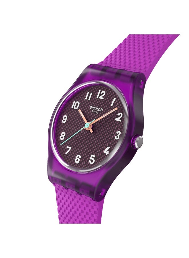 سواتش ساعة سواتش Magenta Weave بميناء بني، مقاس 25 مم، طراز LV122، لون بنفسجي. - Image 2