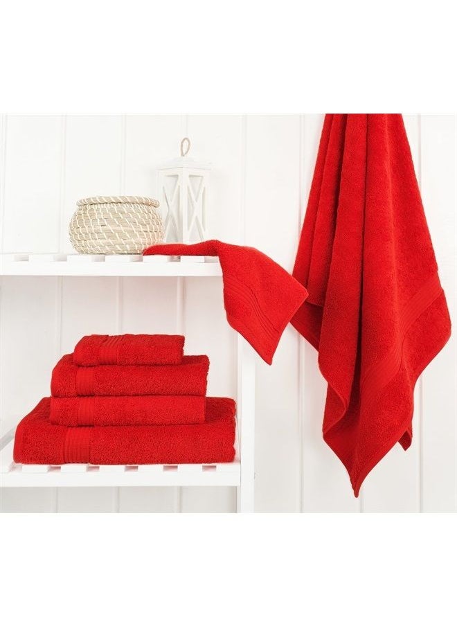 Cotton Paradise طقم مناشف مكون من 6 قطع، مناشف ناعمة ماصة من القطن التركي بنسبة 100% للحمام، 2 منشفة حمام، 2 منشفة يد، 2 منشفة وجه، طقم مناشف أحمر 