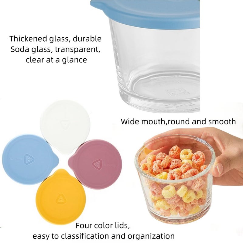 yaocoral 4 Pack 9 OZ Glass Jars with Lids Small Food Storage Containers Leakproof Mini Glass Container for Food Portion Overnight Oats Pickles Dipping Sauce Snack Nut Yogurt Small Meal Prep Containers - Image 2