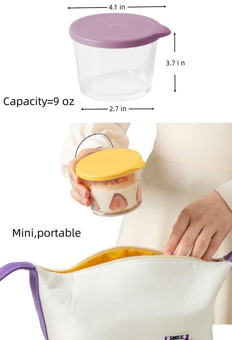 yaocoral 4 Pack 9 OZ Glass Jars with Lids Small Food Storage Containers Leakproof Mini Glass Container for Food Portion Overnight Oats Pickles Dipping Sauce Snack Nut Yogurt Small Meal Prep Containers - Image 5