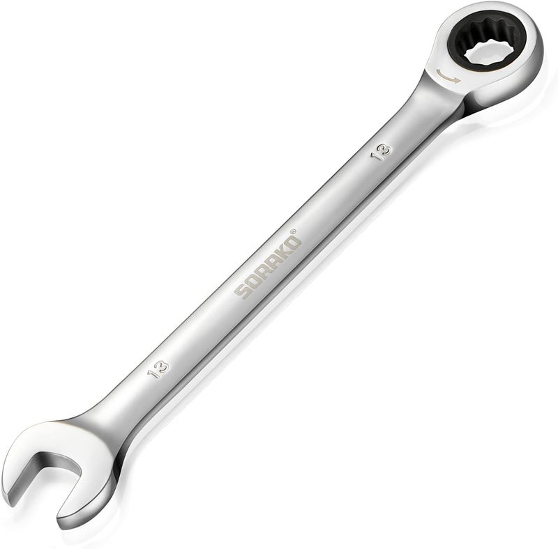 SORAKO Ratcheting Combination Wrench Industrial Grade CrV Steel Gear A13mm Metric