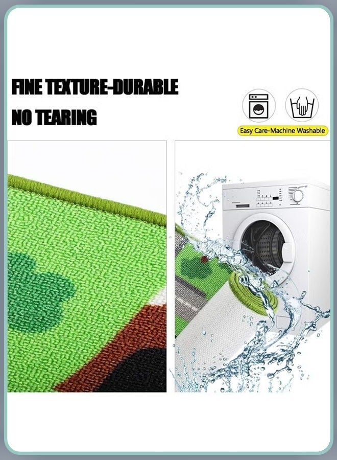 MIXDE Kids Car Rug 80*120 CM City Life Road Traffic Game Carpet for Race Cars u0026 Toys Fun Non-Slip Educational Race Track Floor Area Playmat for Toddler Bedroom Playroom Classroom  - Image 3