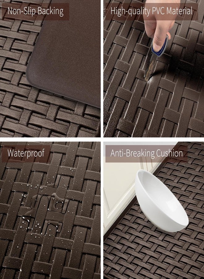 UKISS 2PCS UKISS Kitchen Rugs, Cushioned Anti Fatigue Kitchen Mats for Floor, Waterproof Kitchen Rug，Non-Slip Comfort Standing Mat for Kitchen (Brown, 17.3"x28"+17.3"x28") - Image 5