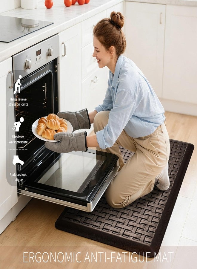 UKISS 2PCS UKISS Kitchen Rugs, Cushioned Anti Fatigue Kitchen Mats for Floor, Waterproof Kitchen Rug，Non-Slip Comfort Standing Mat for Kitchen (Brown, 17.3"x28"+17.3"x28") - Image 4