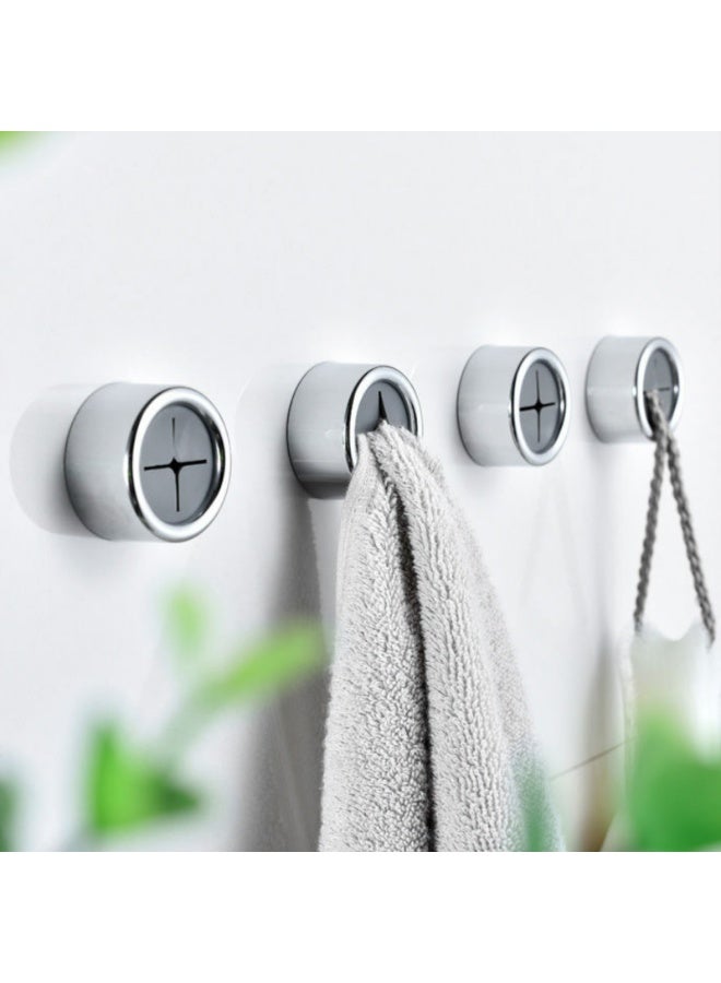 Adhesive Push-In Towel Hooks, Kitchen Bathroom Wall Hooks for Dish Cloths, Hand Towels, Silver Grey,  2-Pack - Image 4