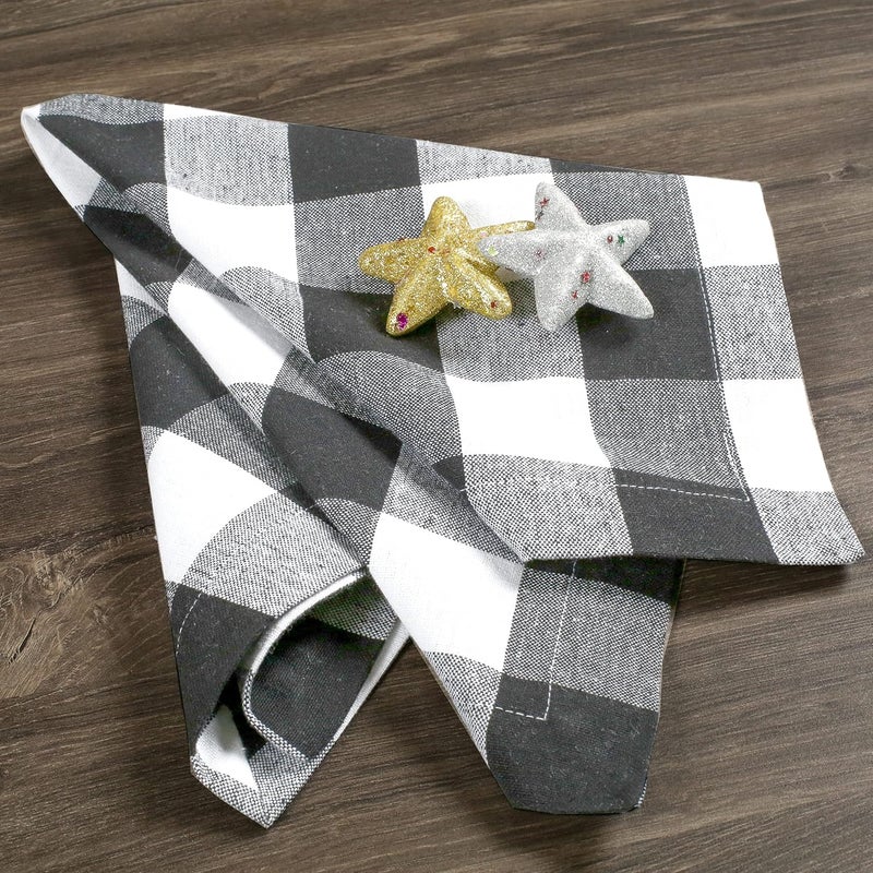 Goroly Home Cotton Cloth Napkins 12Piece Set Charcoal White Check 18 x 18 Square Perfect for Home Dining Banquets Weddings - Image 5