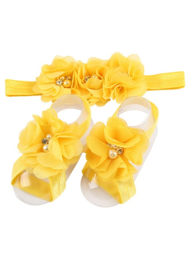 LD DRESS LD DRESS Baby Girl Foot Flower + Headband, Yellow, Whole: approx. 8 x 5.5cm/ 3.14" x 2.16" - Image 2