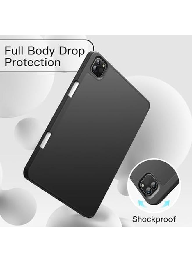 جي تيك حافظة لجهاز ايباد برو 11 انش موديل 2022 2021 2020 مع حامل قلم يدعم شحن القلم الثاني، غطاء رفيع للكمبيوتر اللوحي مع ظهر ناعم من مادة TPU مع خاصية الاستيقاظ التلقائي باللون الأسود - Image 3