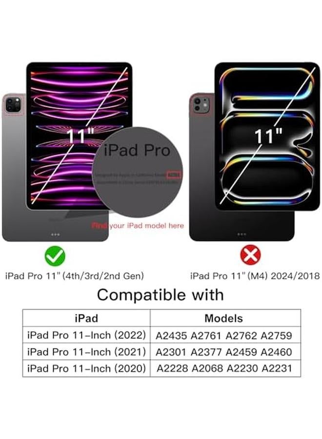 جي تيك حافظة لجهاز ايباد برو 11 انش موديل 2022 2021 2020 مع حامل قلم يدعم شحن القلم الثاني، غطاء رفيع للكمبيوتر اللوحي مع ظهر ناعم من مادة TPU مع خاصية الاستيقاظ التلقائي باللون الأسود - Image 2