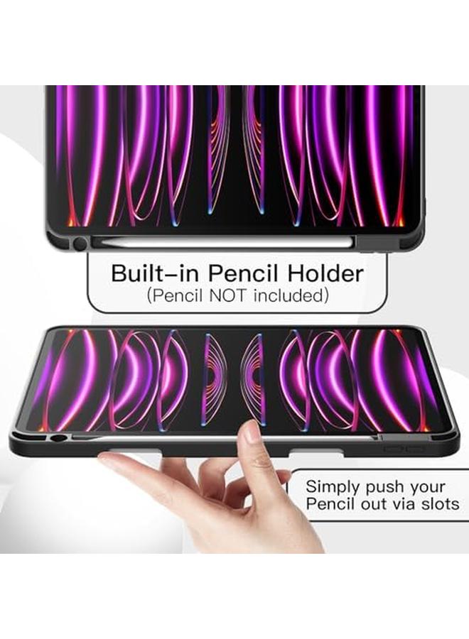 جي تيك حافظة لجهاز ايباد برو 11 انش موديل 2022 2021 2020 مع حامل قلم يدعم شحن القلم الثاني، غطاء رفيع للكمبيوتر اللوحي مع ظهر ناعم من مادة TPU مع خاصية الاستيقاظ التلقائي باللون الأسود - Image 4