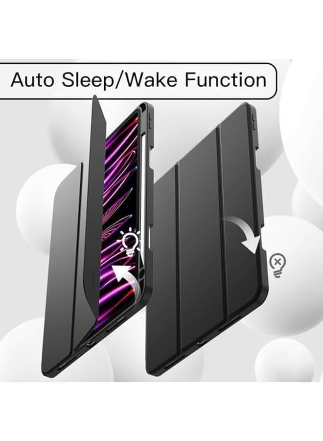 جي تيك حافظة لجهاز ايباد برو 11 انش موديل 2022 2021 2020 مع حامل قلم يدعم شحن القلم الثاني، غطاء رفيع للكمبيوتر اللوحي مع ظهر ناعم من مادة TPU مع خاصية الاستيقاظ التلقائي باللون الأسود - Image 5