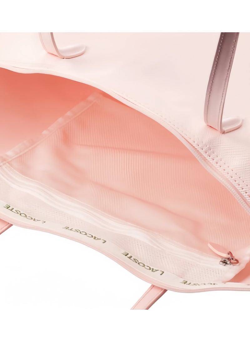 Lacoste bag Women's L12.12 Concept Fashion Versatile Large Capacity Large Size Zipper Handheld Shoulder Bag Tote Bag Large Pink 45cm * 30cm * 12cm - Image 4