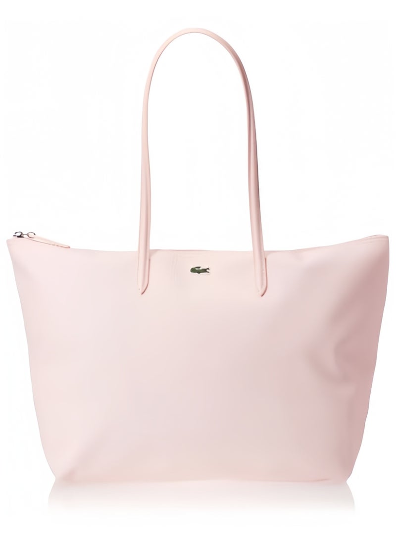 Lacoste bag Women's L12.12 Concept Fashion Versatile Large Capacity Large Size Zipper Handheld Shoulder Bag Tote Bag Large Pink 45cm * 30cm * 12cm - Image 1