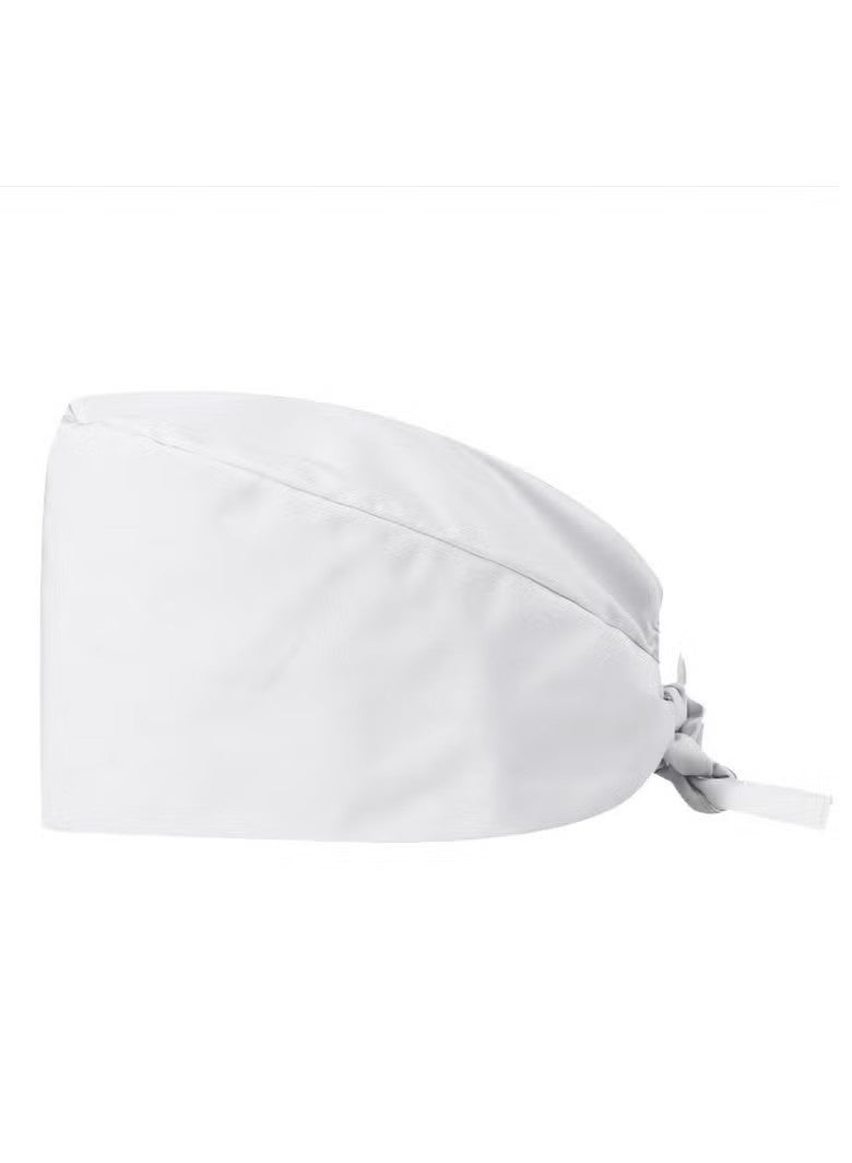 Realfrog Pack of 2 Surgical Caps for Female and Male, Cotton Nursing Cap, Working Cap,Adjustable Cotton Working Hats,Sweatband Cotton Ponytail Holder, Long Hair Head Covers Hair Caps,White Nurse hat - Image 2