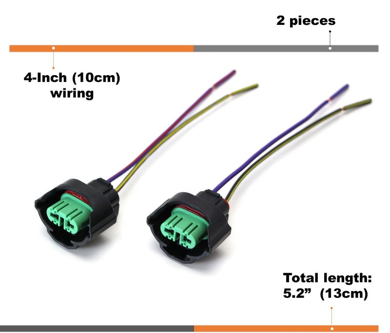 iJDMTOY (2) OEM H11 H8 Female Adapters Wiring Harness Sockets w/ 4-Inch Wire Pigtails Compatible With Headlights or Fog Lights Use - Image 4