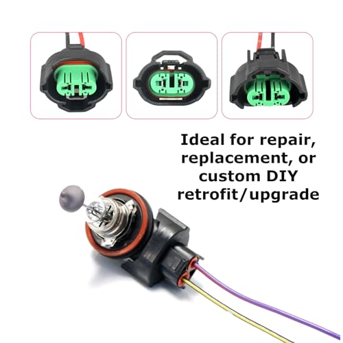 iJDMTOY (2) OEM H11 H8 Female Adapters Wiring Harness Sockets w/ 4-Inch Wire Pigtails Compatible With Headlights or Fog Lights Use - Image 3
