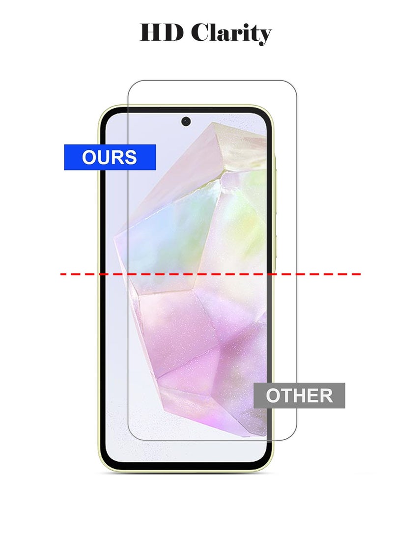 Techie 2 Pack HD Tempered Glass Screen Protector for Samsung Galaxy A35 - Anti Reflection Anti Bubbles 9H Hardness 0.33 mm Rounded Edges Easy Installation - Image 5