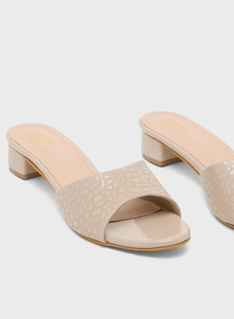 Pink Step Low Heeled Sandal