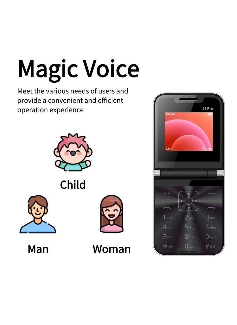 Hope - Hope Flip Mobile Phone with Auto Call Recording, FM Radio, Speed Dial, Magic Voice, GSM Dual SIM, Unlocked Foldable Cellphone for Seniors - Big Buttons, Loud Speaker, Long Battery Life - Image 1