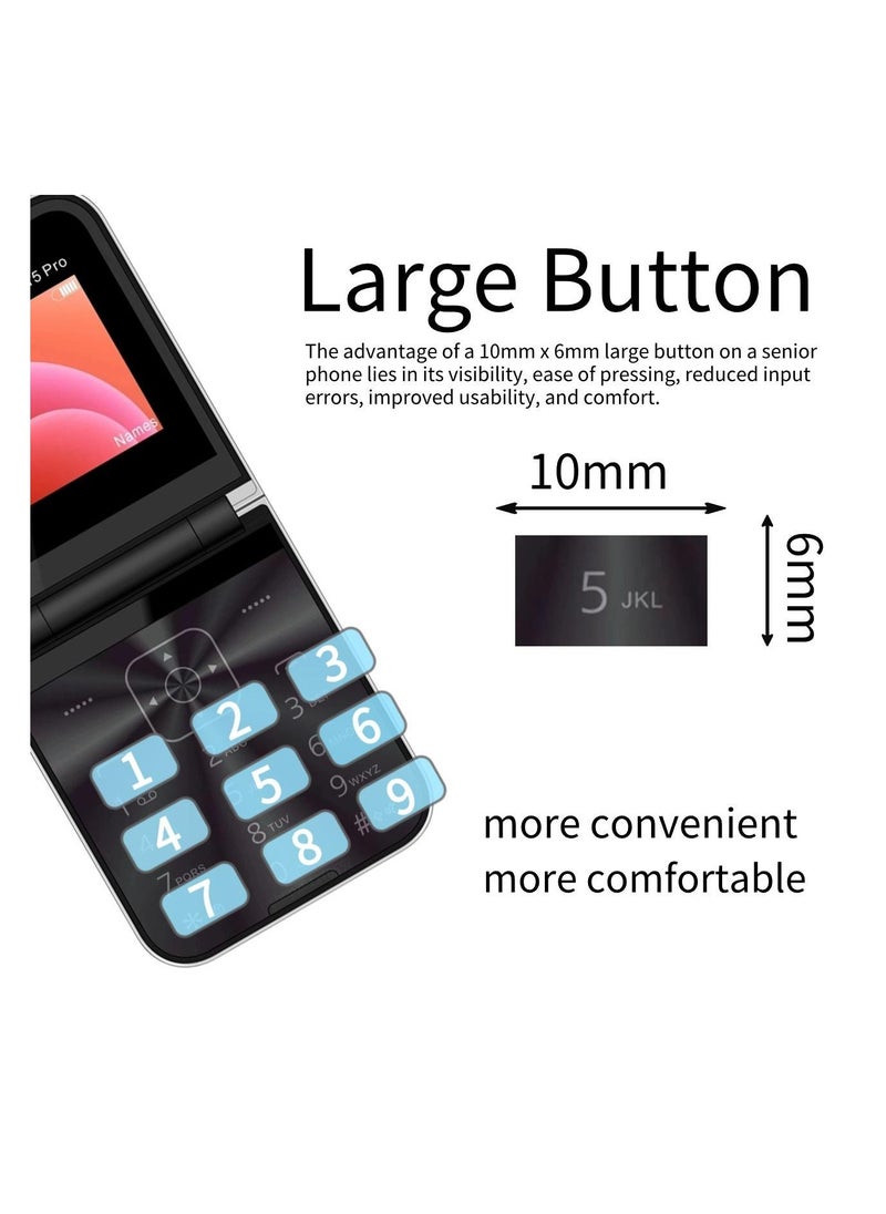 Hope - Hope Flip Mobile Phone with Auto Call Recording, FM Radio, Speed Dial, Magic Voice, GSM Dual SIM, Unlocked Foldable Cellphone for Seniors - Big Buttons, Loud Speaker, Long Battery Life - Image 1