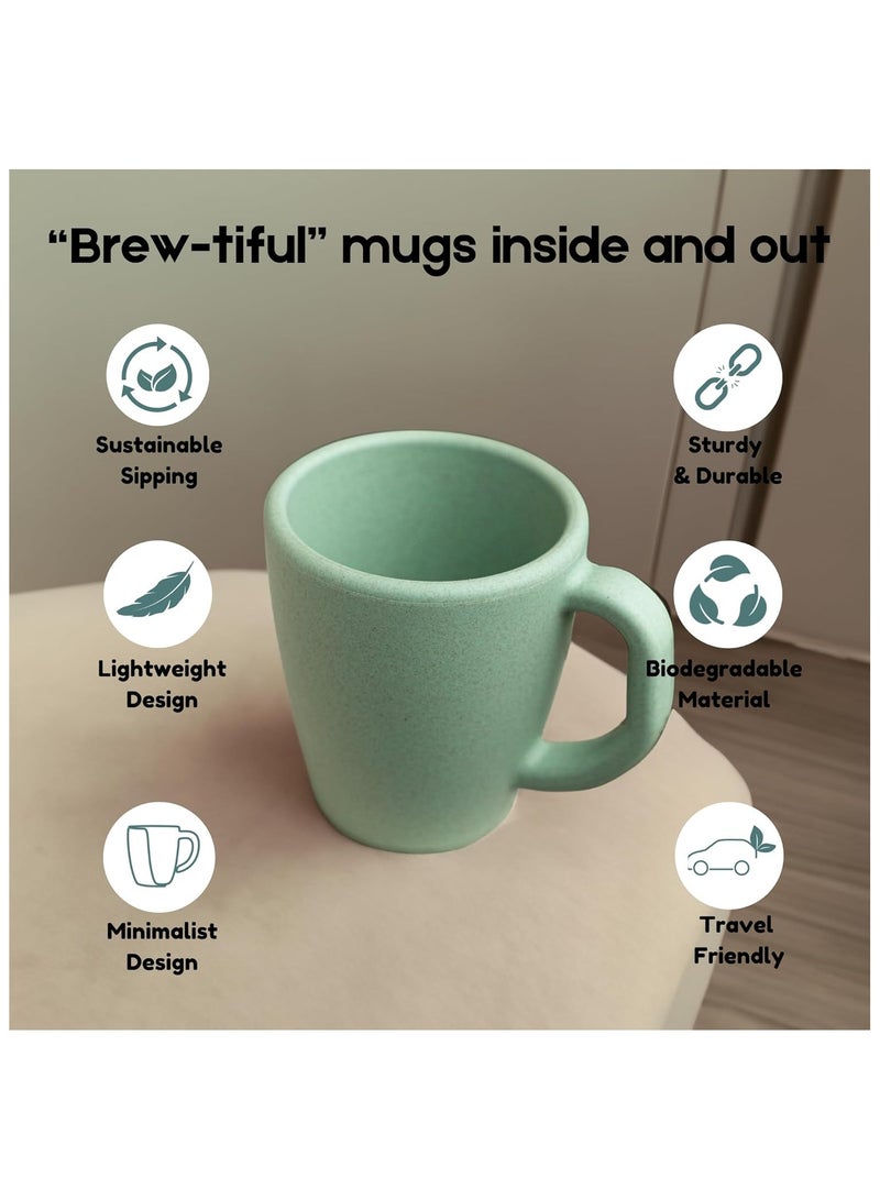 FRENVI Earth-Friendly Classic Coffee Mini Mug Set of 4 |150 ml|Made with Rice Husk & Bamboo Fibers|Microwave Safe|Hot & Cold Coffee Cup, Milk & Tea Cup |Matte Finish mugs for coffee| Azure Grey - Image 4