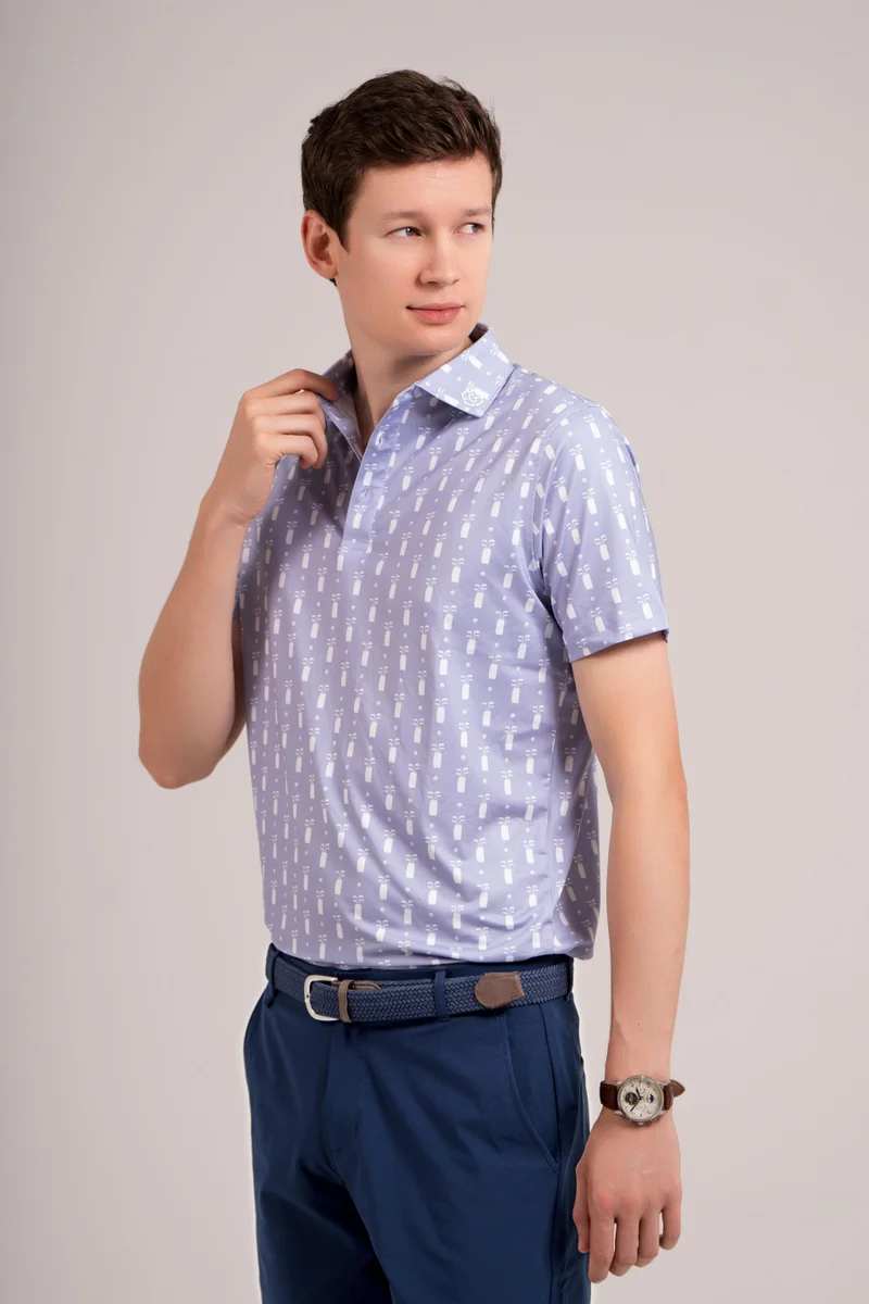 إي جي إل EGL Men's Golf Polo T-Shirt - Lavender -  Short Sleeve - Athletic Fit