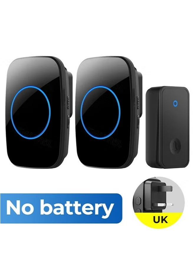 YOUGE Intelligent Wireless Doorbell for Home, Hotel, Office, Apartment, Waterproof Smart Doorbell with LED Flash Black 1 Transmitters, 2 Receiver - Image 1