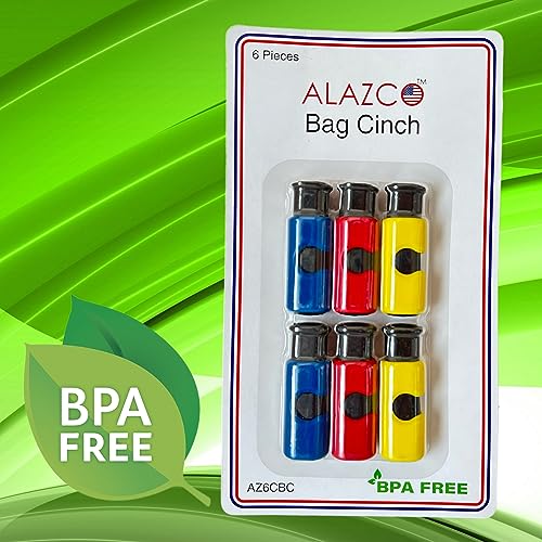 ALAZCO 6pc BPA-Free Premium Quality ALAZCO Bag Clips - Value Set Food Fruit Bread Bag Cinch Non-Slip Grip EASY Squeeze & Lock - Image 3