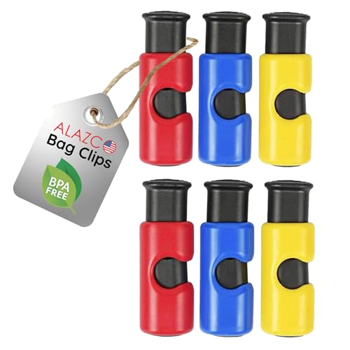 ALAZCO 6pc BPA-Free Premium Quality ALAZCO Bag Clips - Value Set Food Fruit Bread Bag Cinch Non-Slip Grip EASY Squeeze & Lock - Image 1