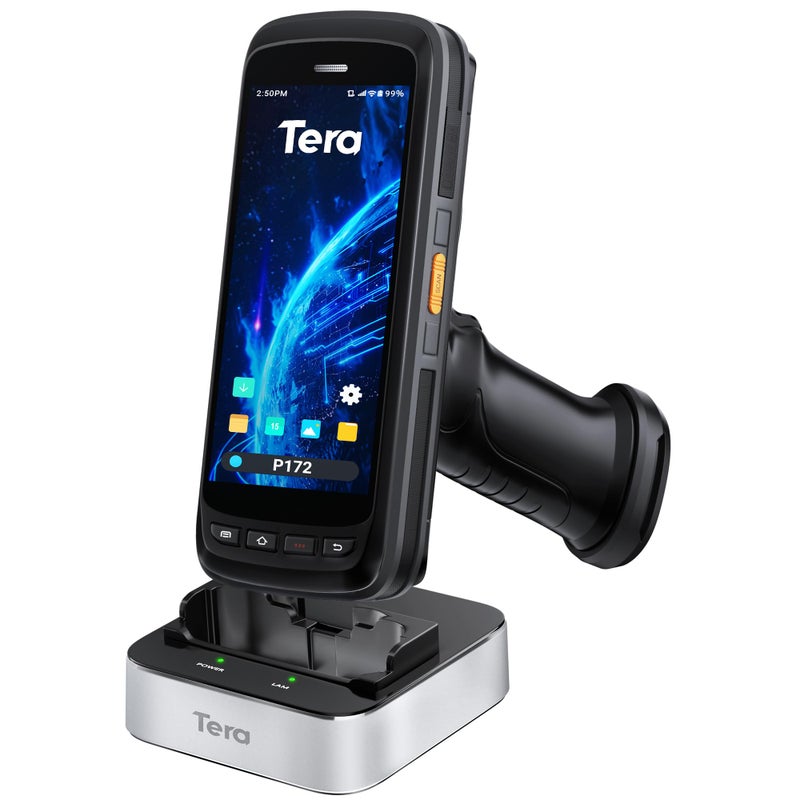 Tera Android 11 Barcode Scanner PDA: with Charging Cradle Pistol Grip 8000mAh Extra Large Battery Handheld Mobile Computer 5.2” Full Touch Screen Zebra 2D Scan IP65 Graded Inventory Scanner P172 - Image 3