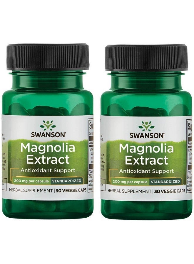 Swanson Magnolia Bark-Herbal Supplement Traditionally Used to Promote Nervous System & Digestive Health Support-May Promote Respiratory Health & Stress Support (30 Veggie Capsules, 200mg Each) 2 Pack