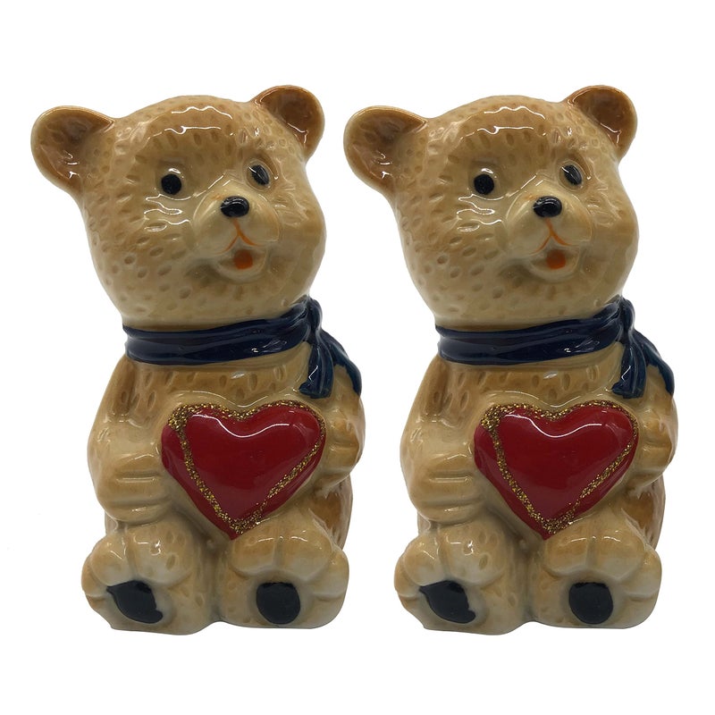 Shopster Small Bear Couple Dining Table Salt and Pepper Shakers, 2 Pieces, with Bear Ceramic Base (TH 28) - Image 5