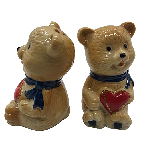 Shopster Small Bear Couple Dining Table Salt and Pepper Shakers, 2 Pieces, with Bear Ceramic Base (TH 28) - Image 2