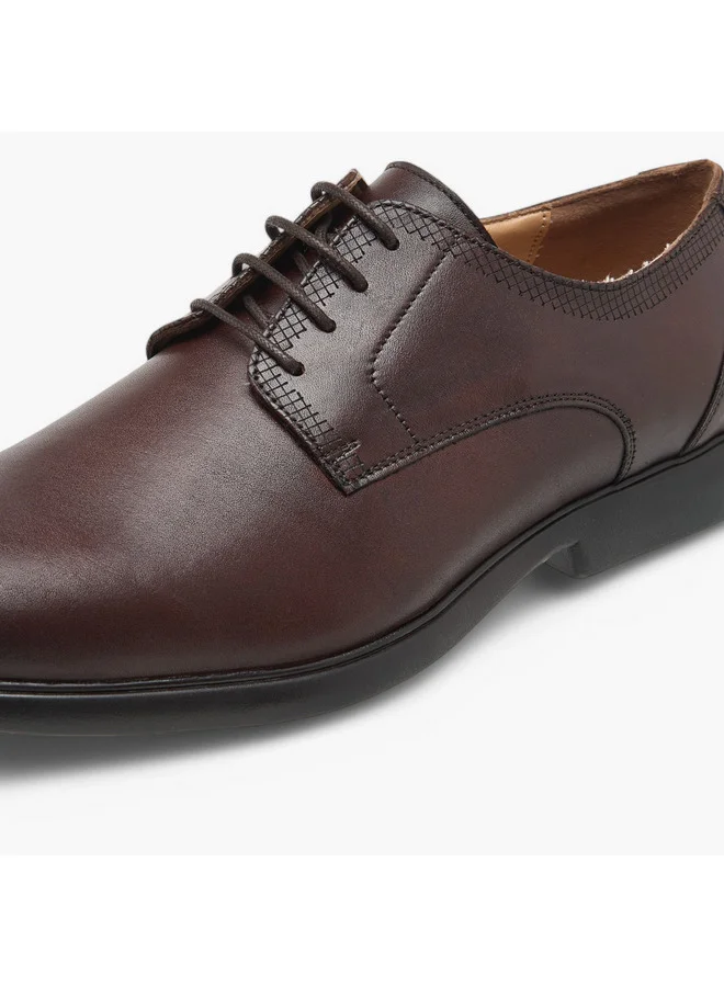 دوتشيني Men's Leather Solid Derby Shoes with Lace-Up Closure