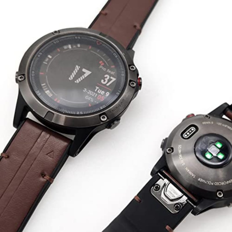أحزمة ساعة Abanen الجلدية لـ Fenix ​​6/ Fenix ​​5/ Fenix ​​7، QuickFit 22 مم جلد طبيعي ناعم مع حزام معصم سيليكون مقاوم للتعرق لـ Garmin Fenix ​​6 Pro/Sapphire، Instinct، EPIX 2، Approach S62/S60 - Image 5