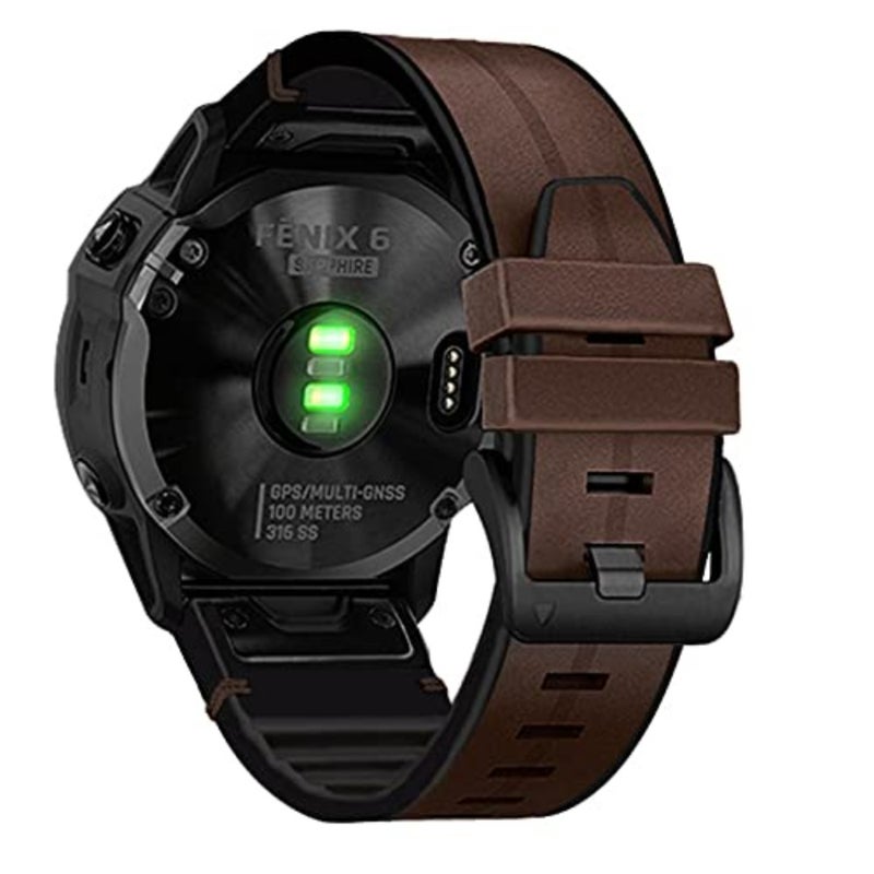 أحزمة ساعة Abanen الجلدية لـ Fenix ​​6/ Fenix ​​5/ Fenix ​​7، QuickFit 22 مم جلد طبيعي ناعم مع حزام معصم سيليكون مقاوم للتعرق لـ Garmin Fenix ​​6 Pro/Sapphire، Instinct، EPIX 2، Approach S62/S60 - Image 1
