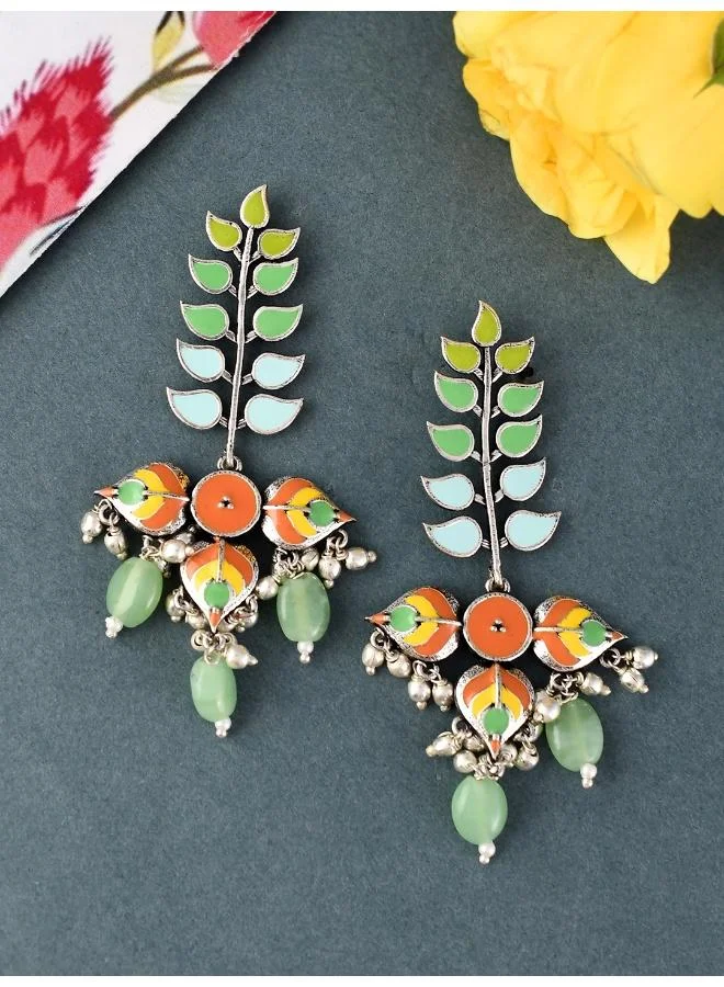 VOYLLA Bagh E Fiza Colourful Enamel Embellished Earrings