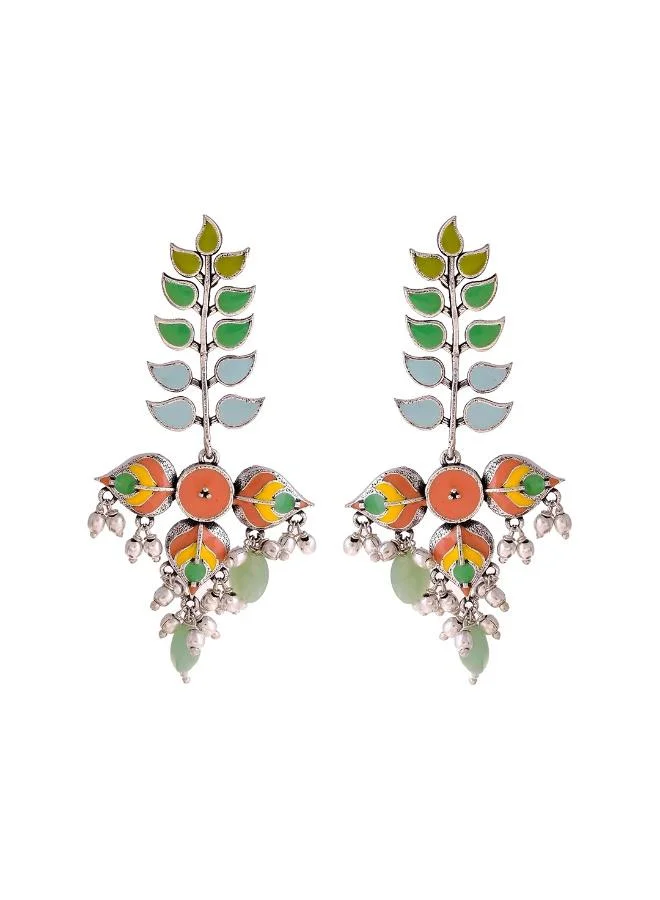 VOYLLA Bagh E Fiza Colourful Enamel Embellished Earrings